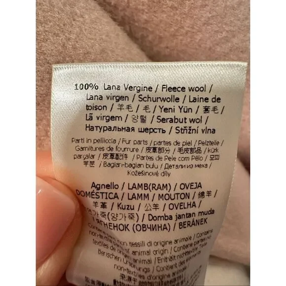 Fendi Roma Wool Coat 42 Blush Pink Shearling Pocket Jacket Italy Luxury Designer - Picture 10 of 15